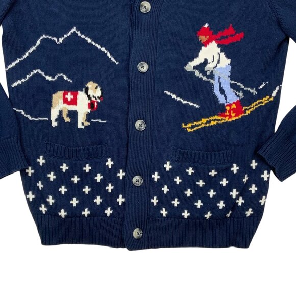 Club Room Mens Novelty Ski Cardigan Sweater L Blue Holiday Christmas Heritage. - Picture 9 of 12